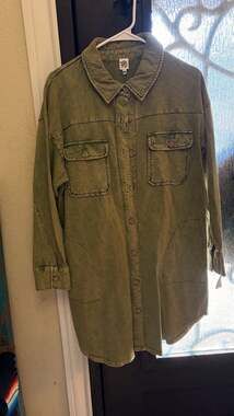 Ivy Jane Washed Green Oversized Knit Shirt Jacket